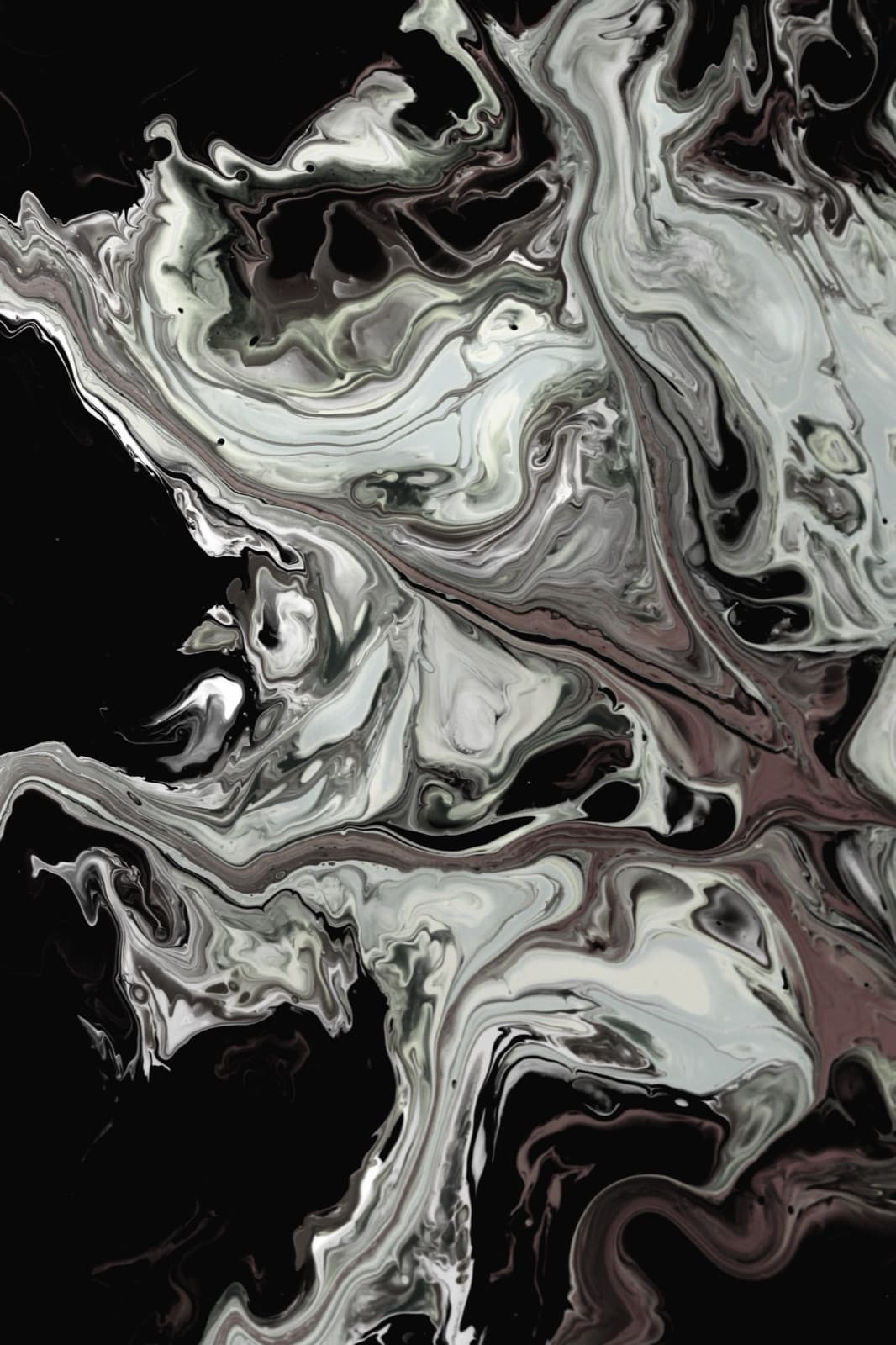 Close detail of dramatic black and white natural stone veining