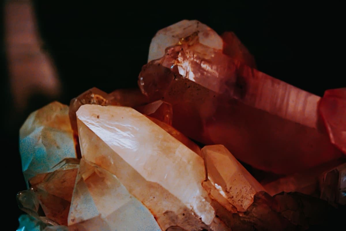 Close detail of natural quartz crystal cluster